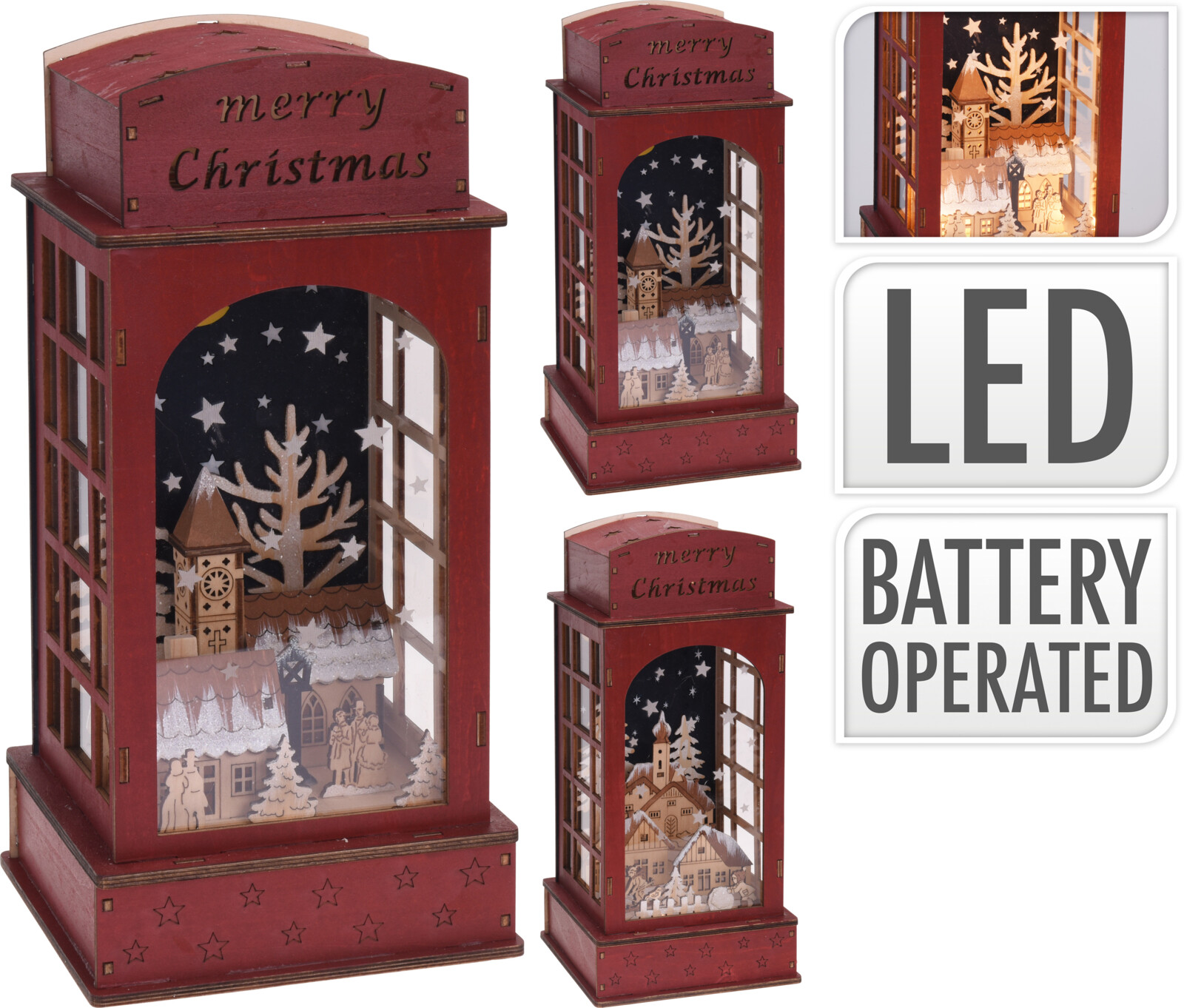 Lantaarn met kersttafereel led