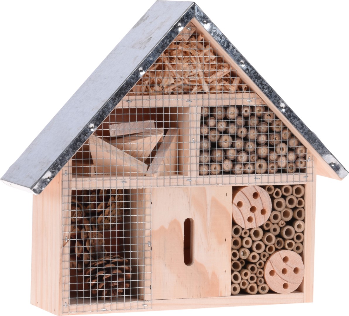 Insectenhotel hout metalen dak II