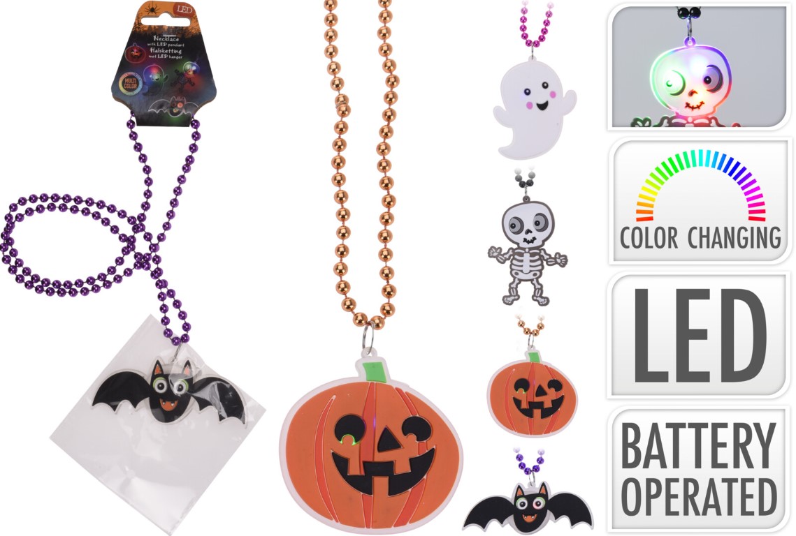 Halloween Led Necklace 4ass Nampook