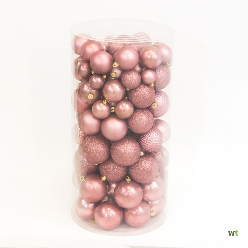Plastic kerstballen 100 stuks velvet pink - Decoris