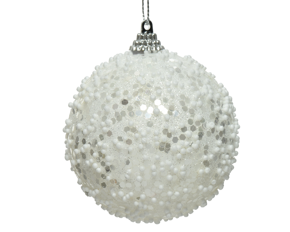 Kerstbal foam d8cm winterwit - Decoris