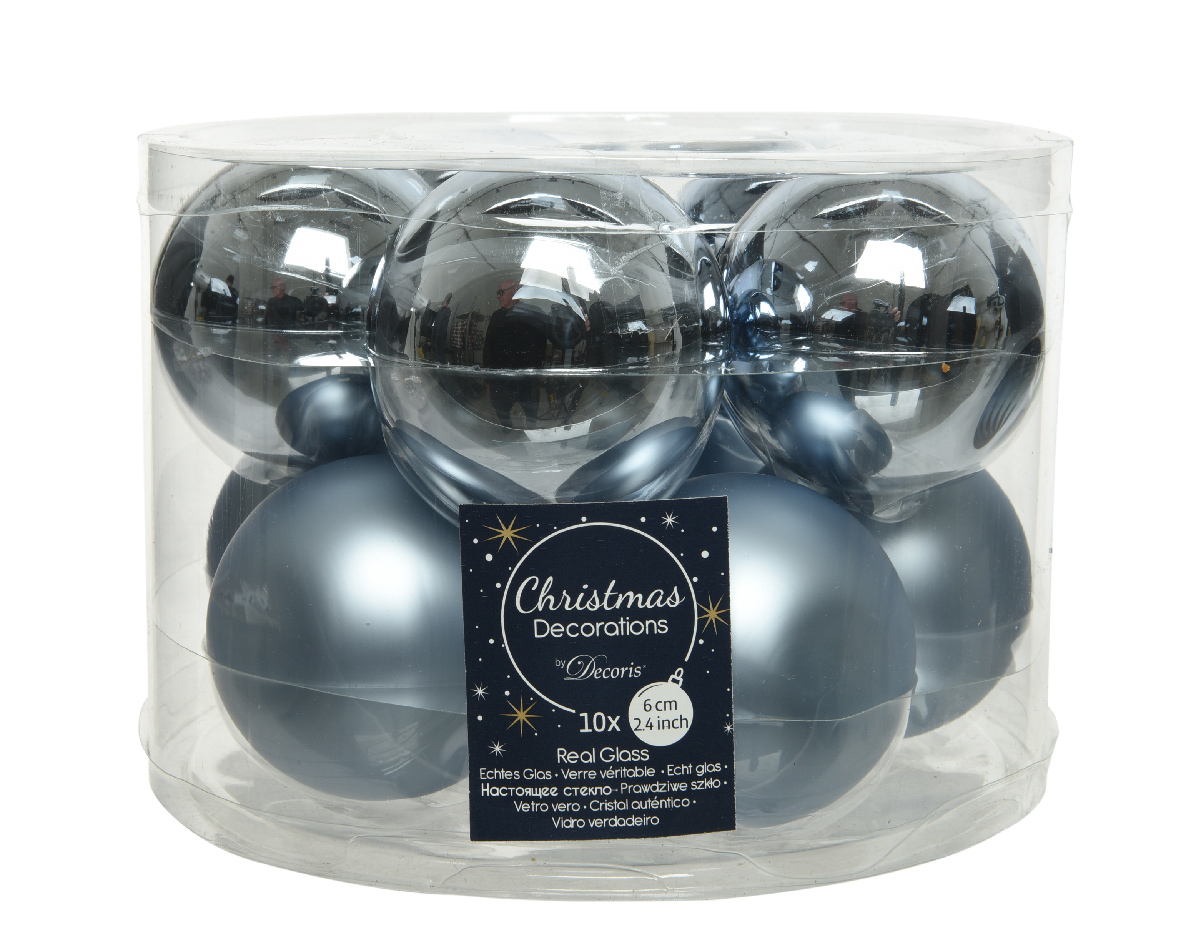 kerstbal glas d6cm winterlucht 10st - Decoris