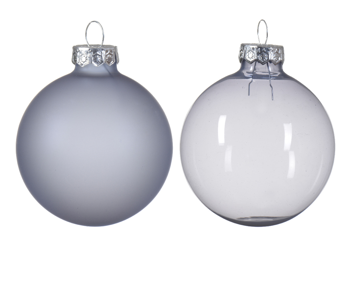 Kerstbal glas d6 cm mist blauw 6st kerst - Decoris