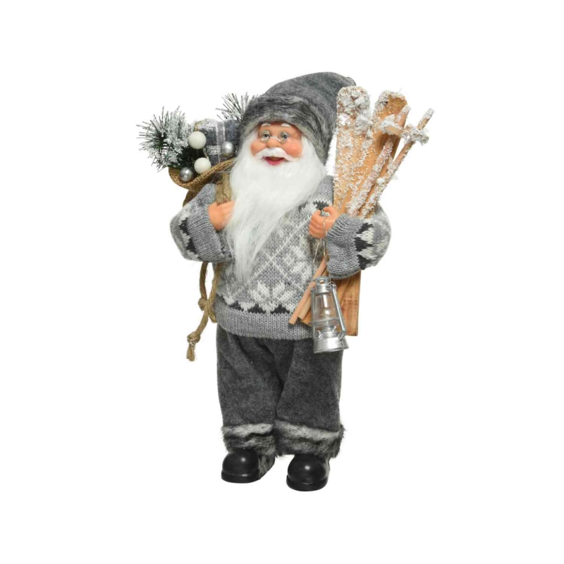 Kerst  Kerstman Polyester   Grijs L20.00-W10.00-H30.00cm