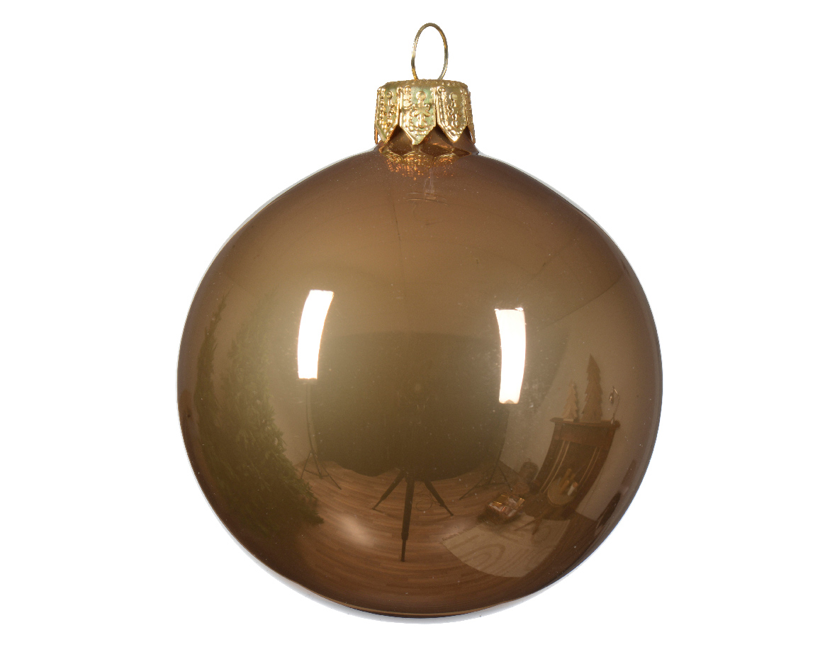 Kerstballen glas d8 cm gember 6st I kerst - Decoris