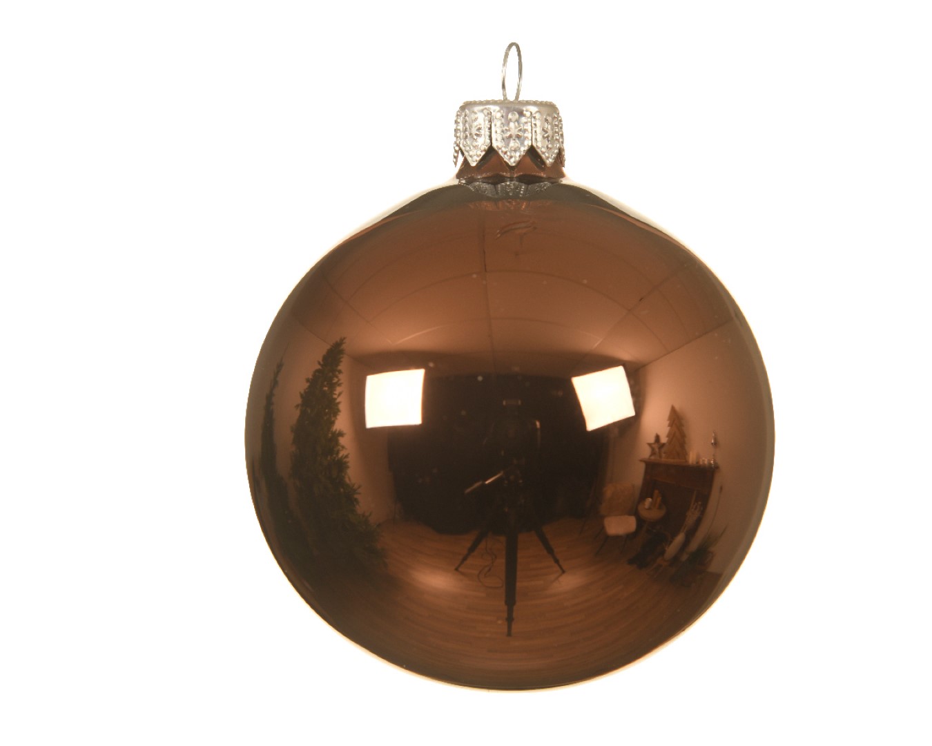 kerstballen glas d8 cm walnoot 6st kerst