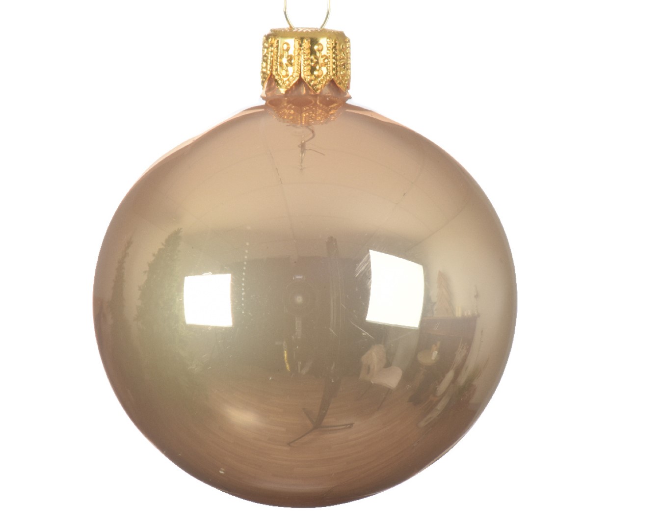 kerstballen glas d8 cm toffee 6st kerst