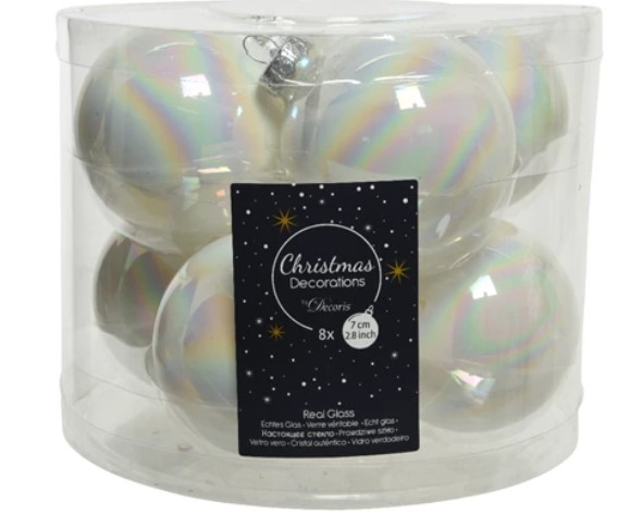 KSD Kerstballen glas dia. 7 cm white/iris - 