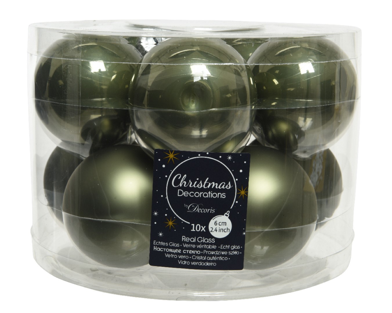 Kerstbal glas d6 cm mos groen 10st kerst