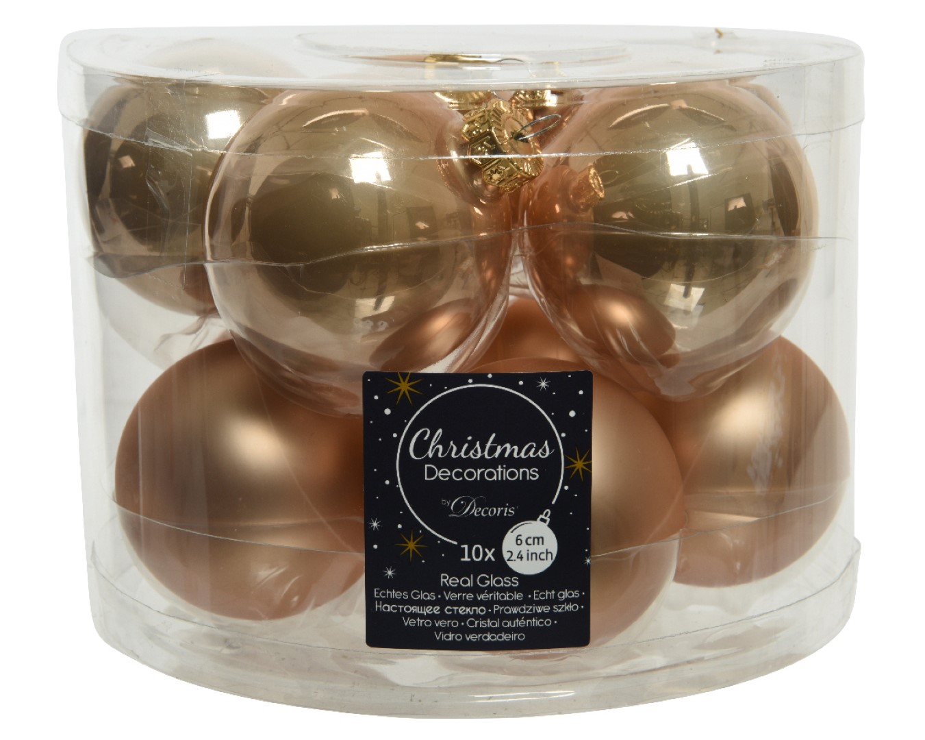 10x stuks kerstballen toffee bruin van glas 6 cm - mat/glans - Kerstboomversiering