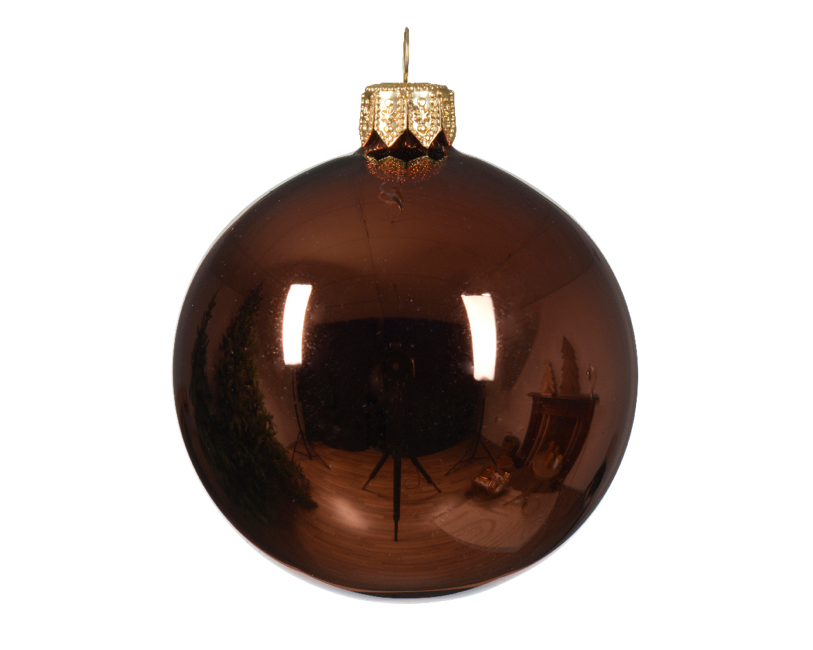 Kerstballen glas d8 cm espresso 6st I kerst - Decoris