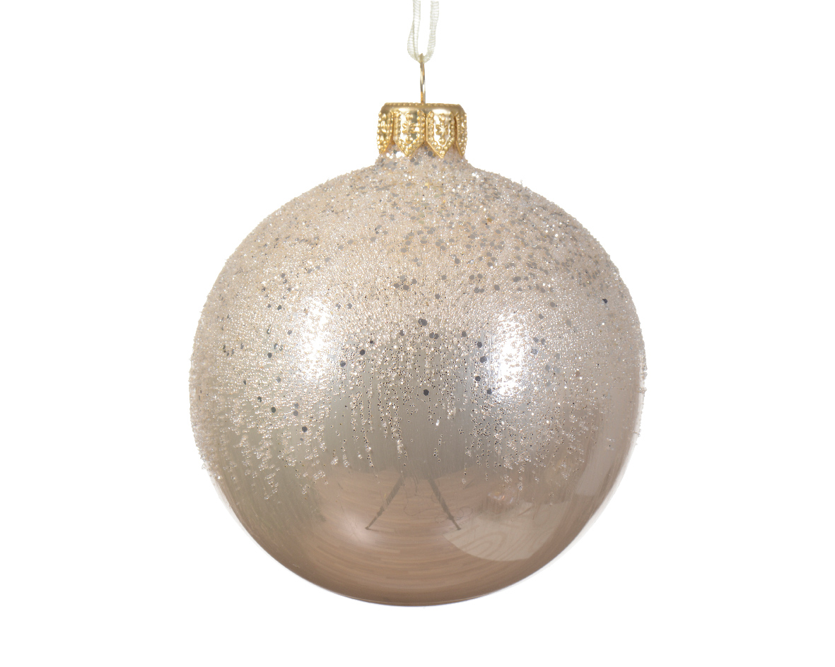 Kerstbal glas d8 cm parel V kerst - Decoris