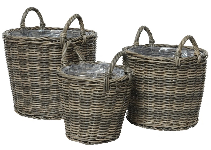 Pot polyrattan d42 h27 cm grijs