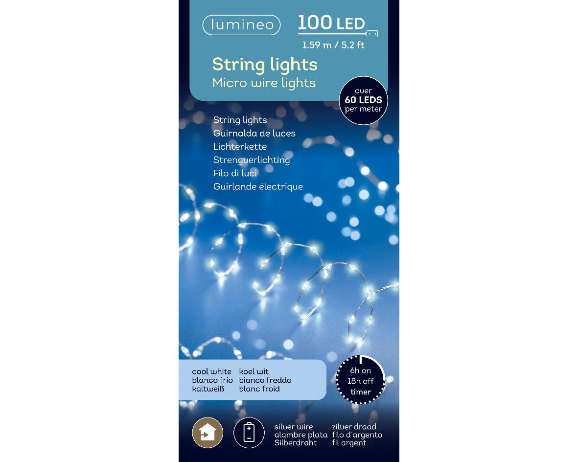 MicroLED dense BO l159 cm zilver/wt kerst - Lumineo