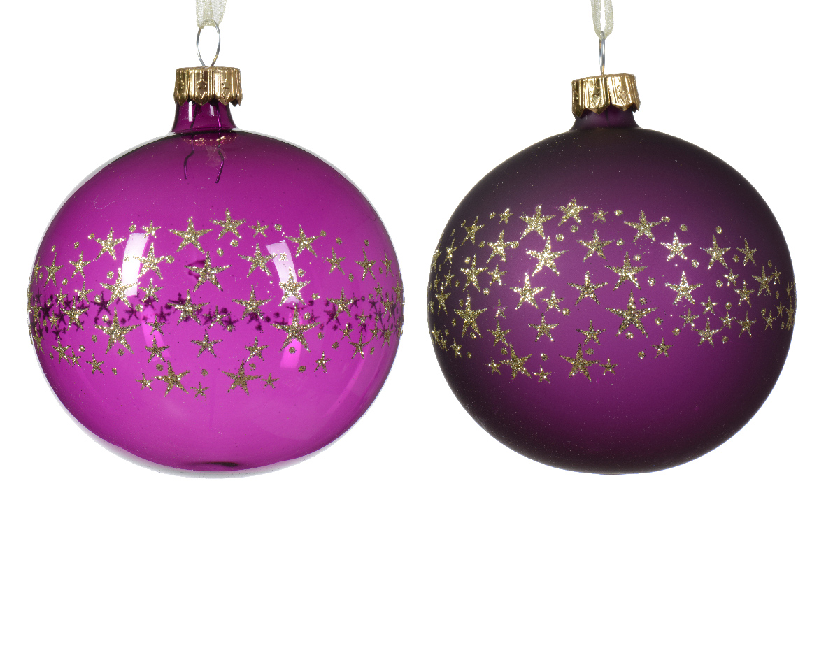 Kerstbal glas d8 cm violet a2 kerst - Decoris