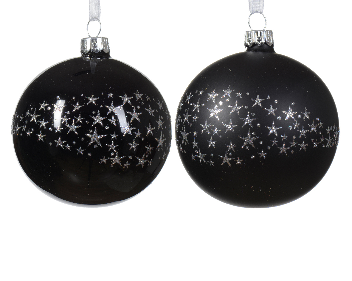 Kerstbal glas d8 cm zwart a2 III kerst - Decoris