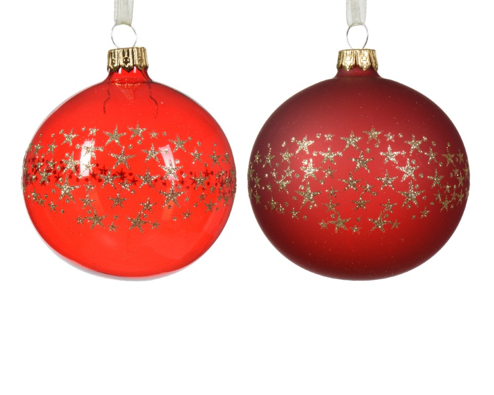 Kerstbal glas d8 cm kerstrood a2 V kerst - Decoris