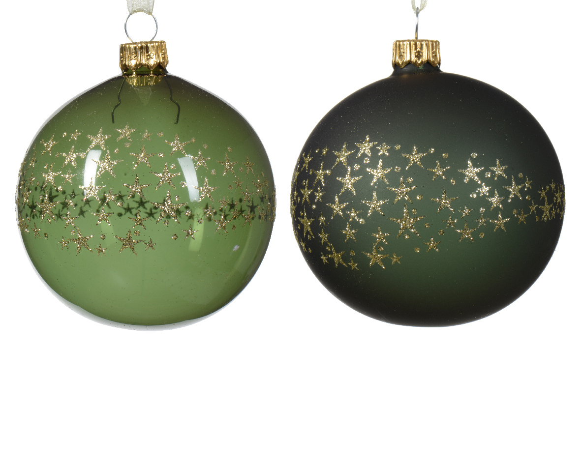 Kerstbal glas d8 cm dennengroen a2 kerst - Decoris
