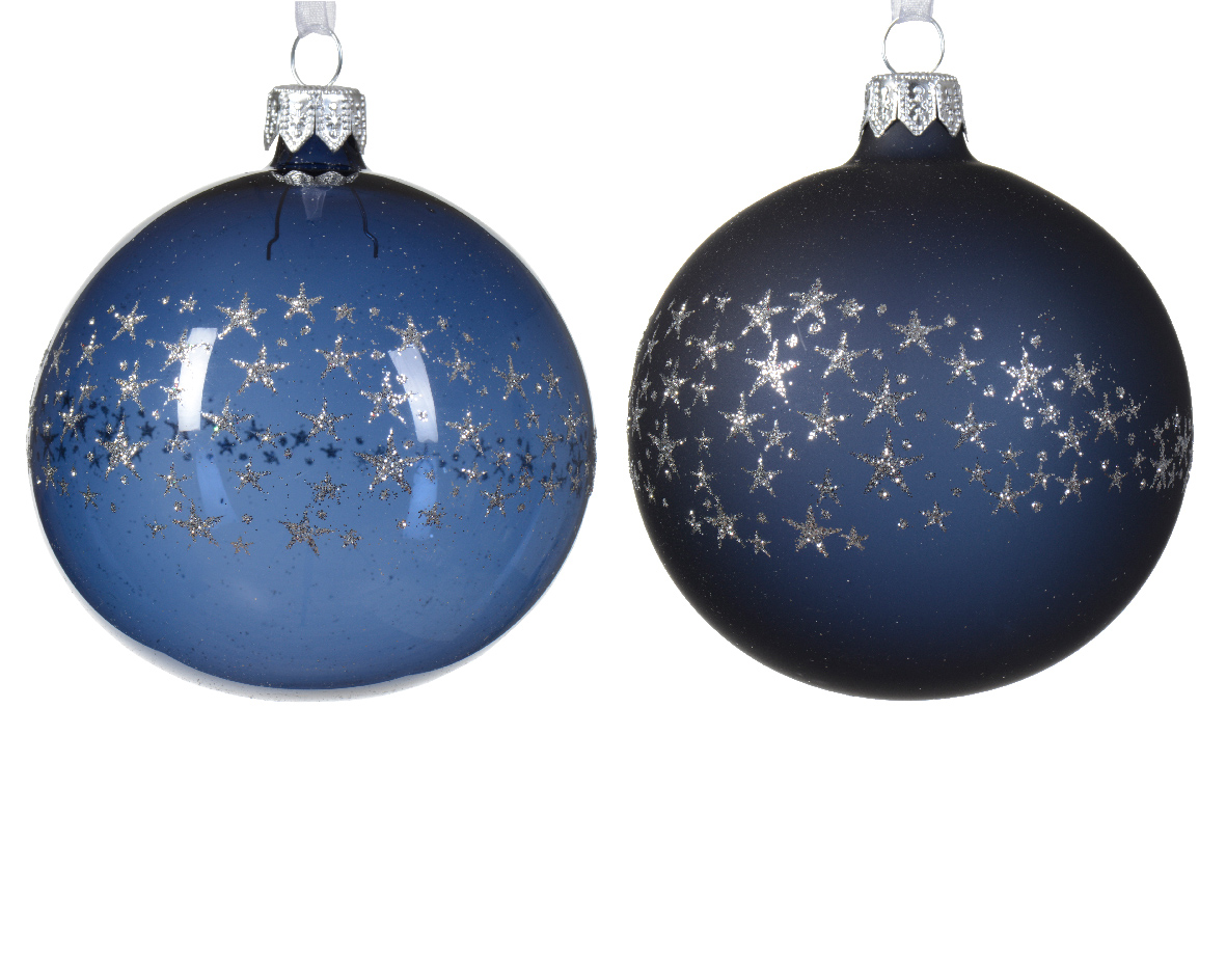 Kerstbal glas d8 cm nachtblw a2 kerst - Decoris