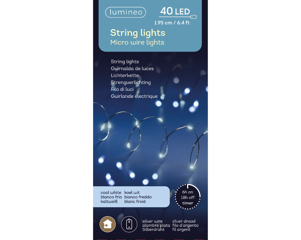 micro strnglight l195cm-40l Koel wit kerst - Lumineo
