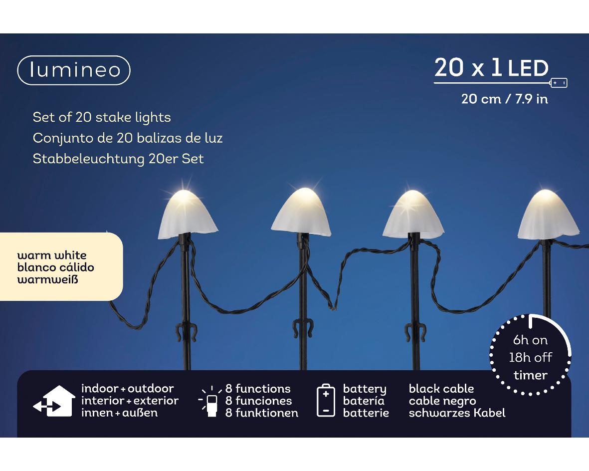 LED stake light l380h20 cm zwrt/wwt kerst - Lumineo