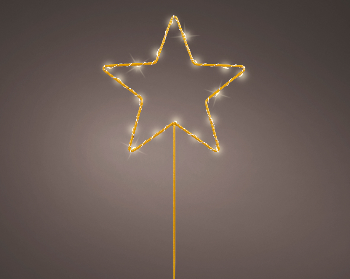 MicroLED stake b19.5h35 cm goud/wwt kerst - Lumineo