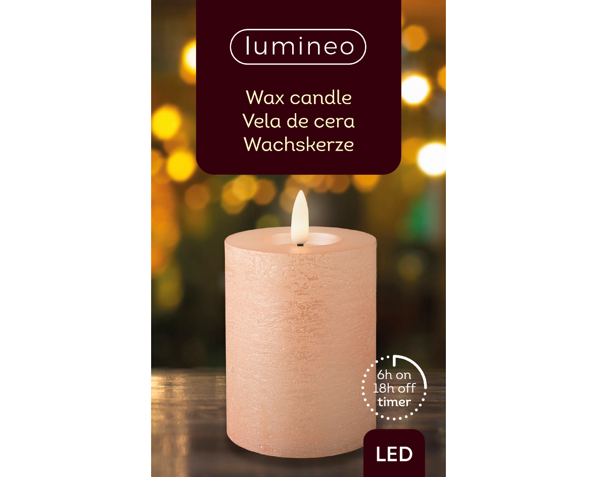 LED kaars d7h11.2 cm licht roze/wwt kerst - Lumineo