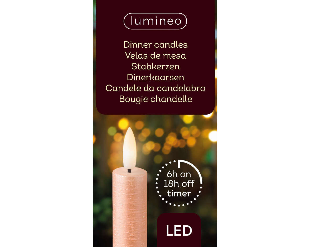 LED dinerkaars d2h24 cm roze/wwt 2st II kerst - Lumineo