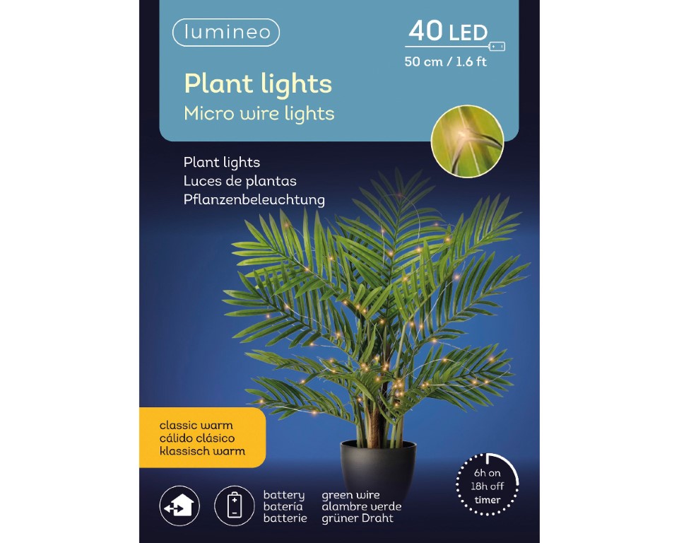 Plant lights l40h50 cm groen/kwrm kerst - Lumineo