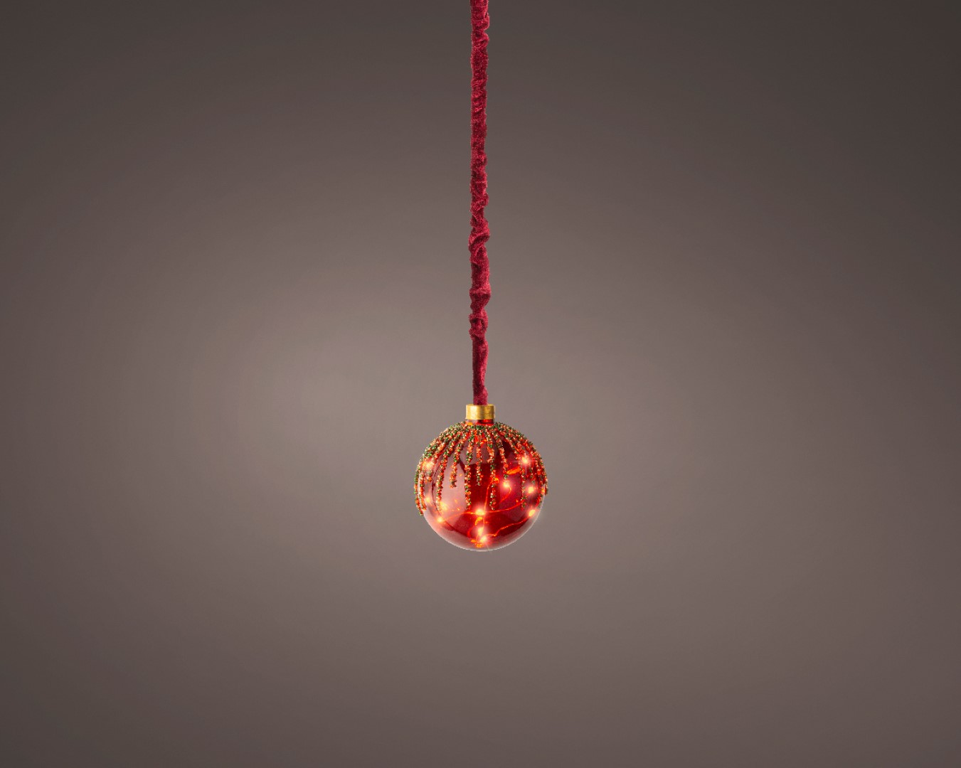 Micro LED bal BO d10h10 cm rood/klassiek warm kerstverlichting - Lumineo