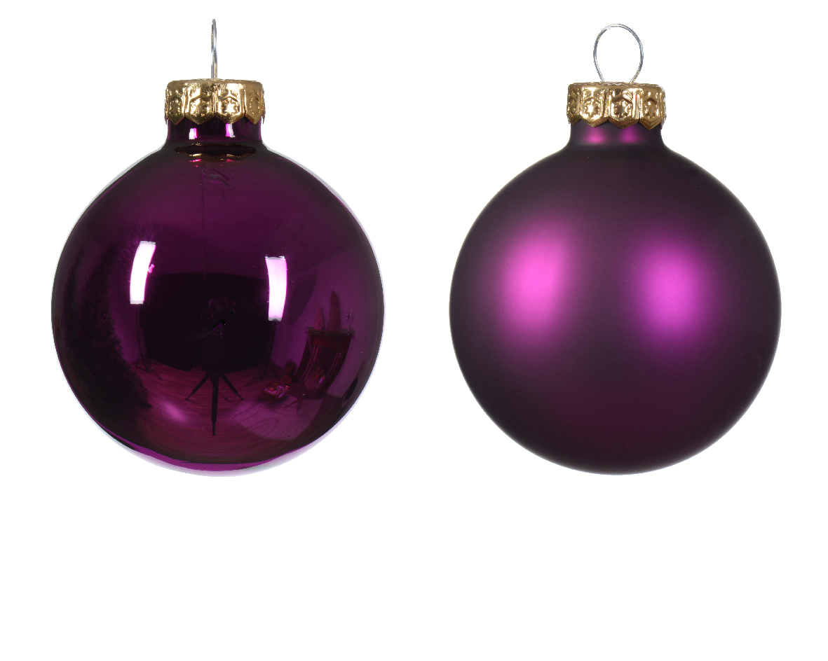 Kerstbal glas d5 cm violet ass 12st kerst - Decoris