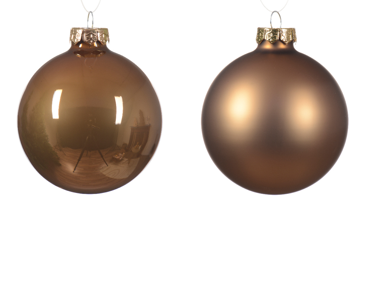 Kerstbal glas d8 cm gember ass 12st kerst - Decoris