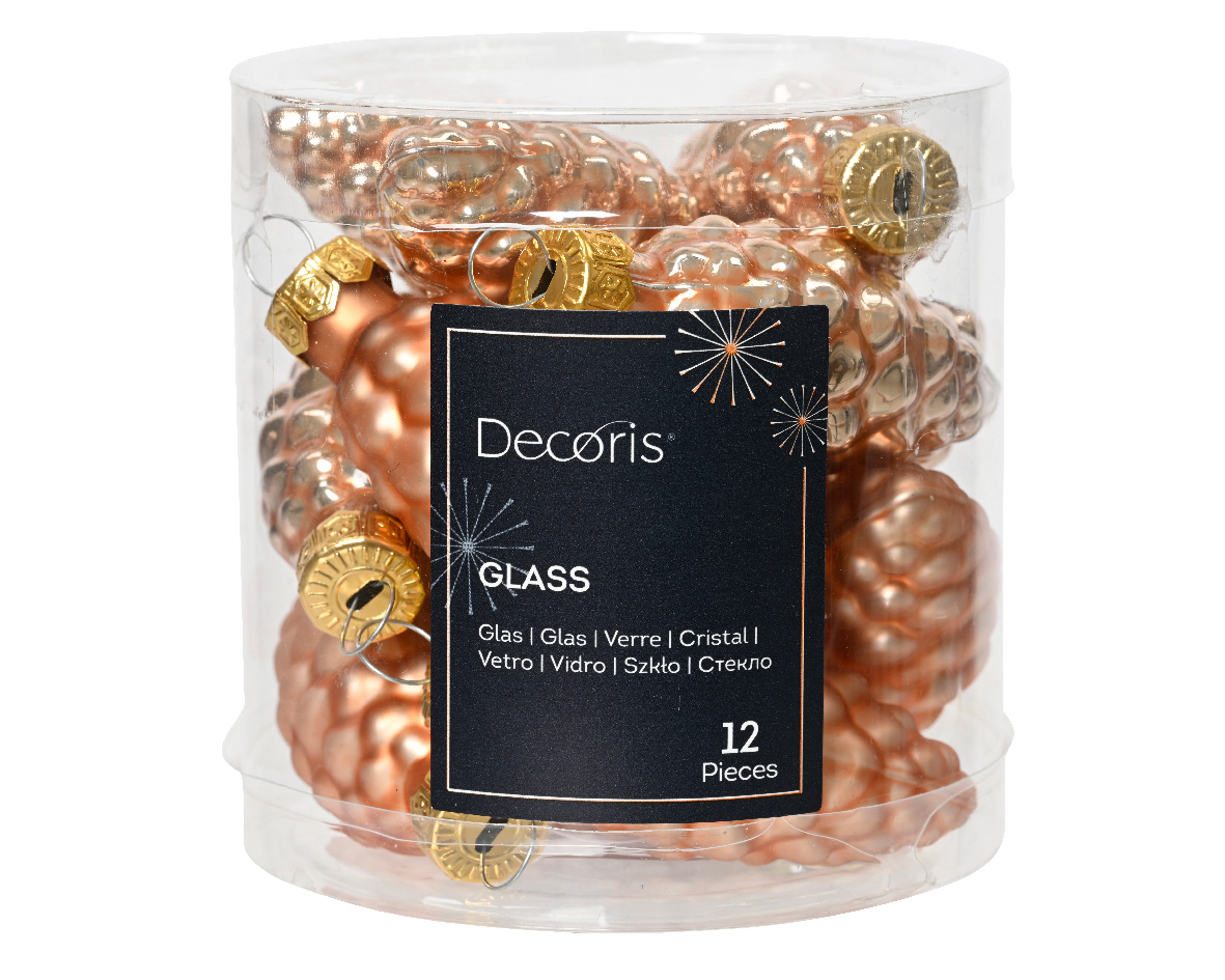 denappel gls d2.5h6 cm rose ass 12st kerst - Decoris