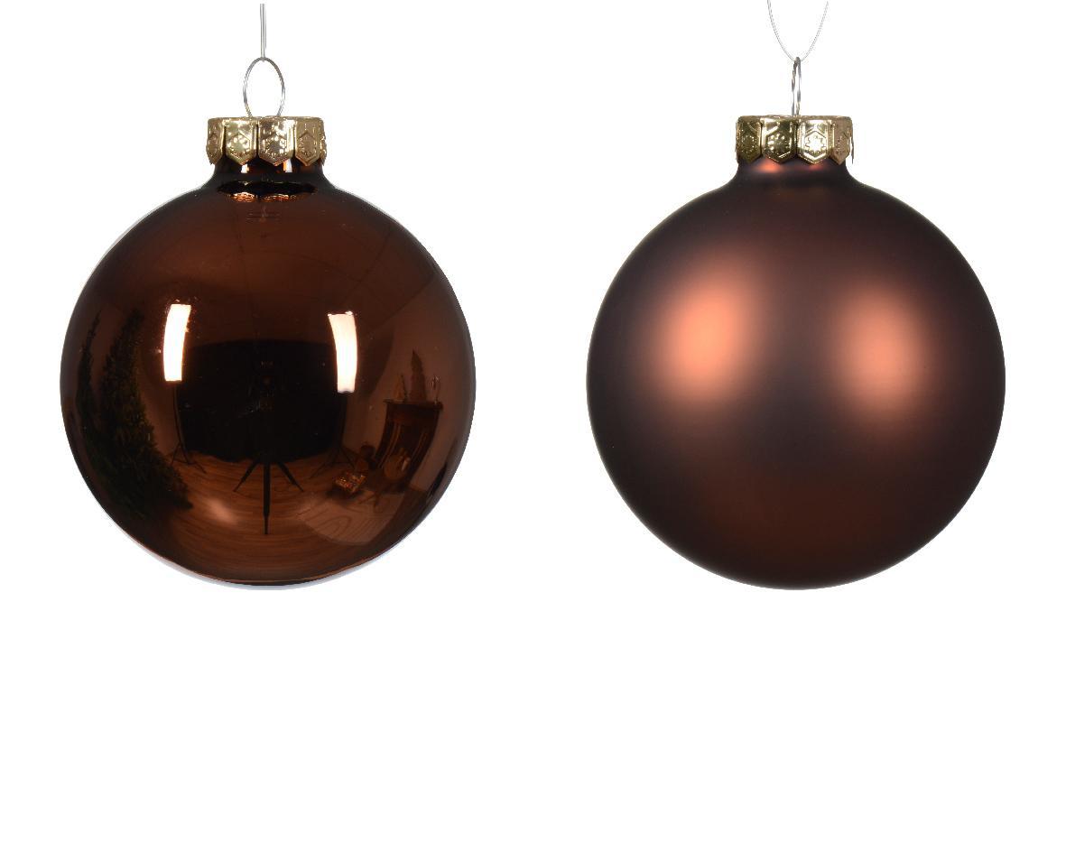 Kerstbal glas d7 cm espresso ass 8st kerst - Decoris