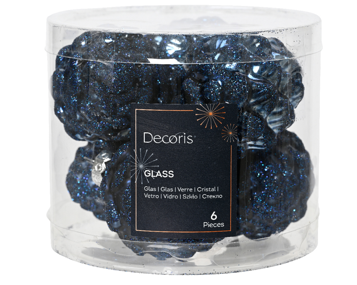 denappel glas d5h7 cm nblw ass 6st kerst - Decoris