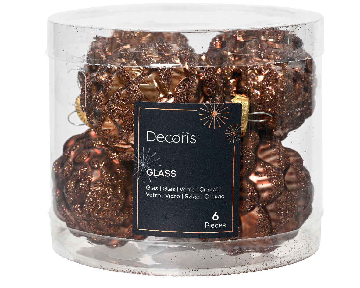 denappel glas d5h7 cm esprss ass 6st kerst - Decoris