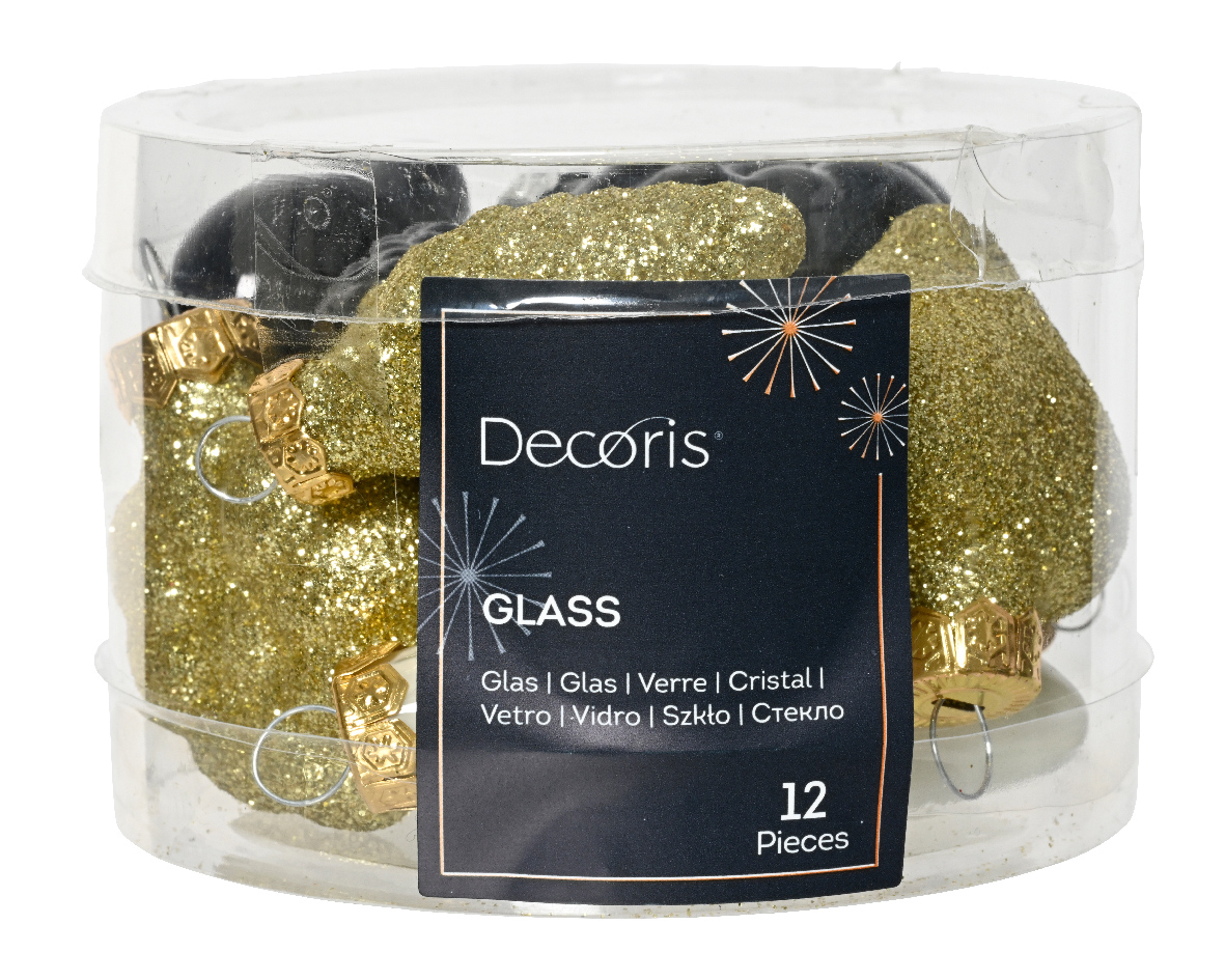 Figuur glas l2b4h4 cm lgd ass 12st kerst - Decoris