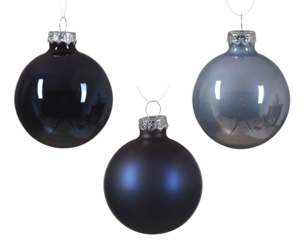 Kerstbal glas d6 cm blauw ass 49st kerst - Decoris