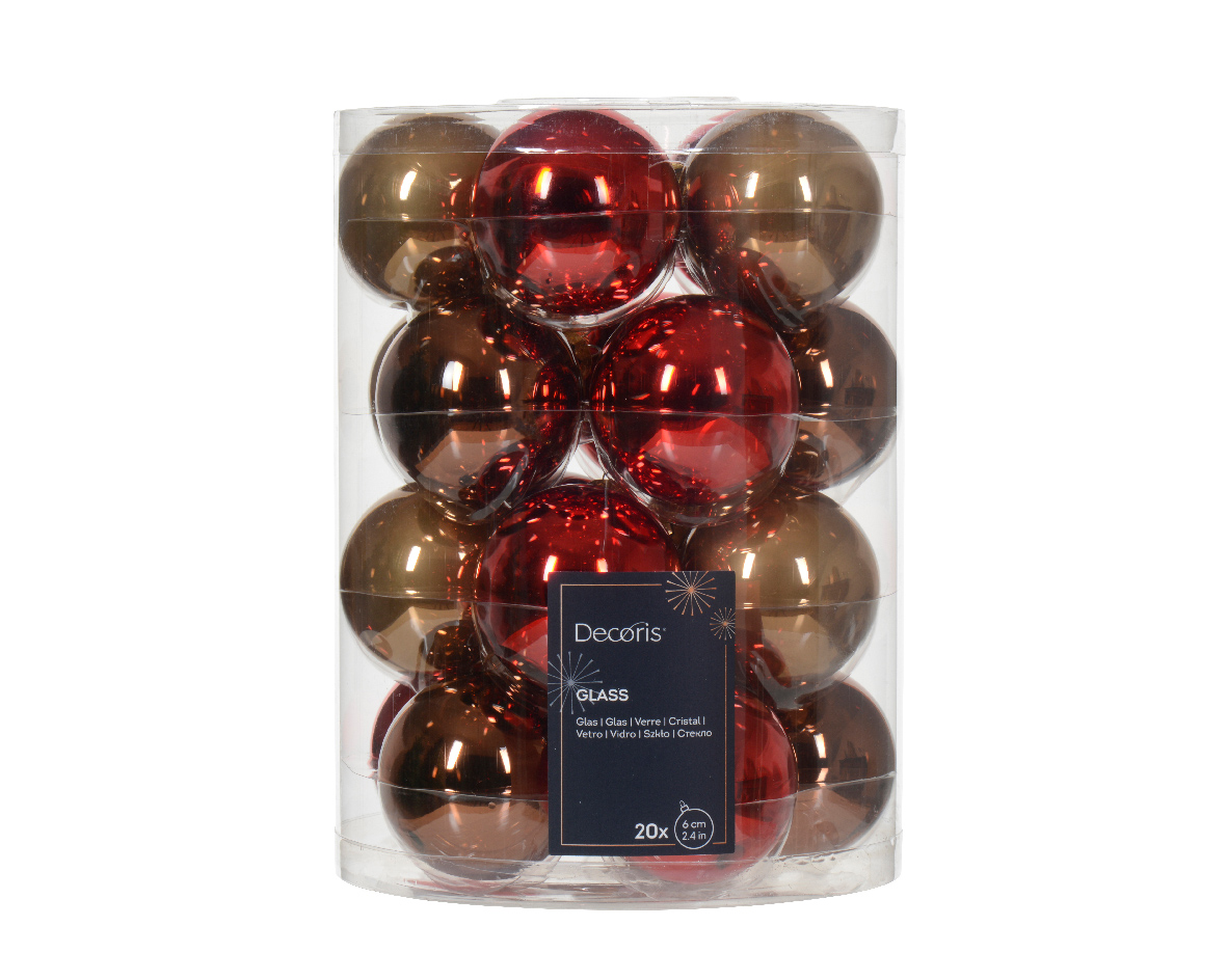 Kerstbal glas d6 cm ass 20st I kerst - Decoris