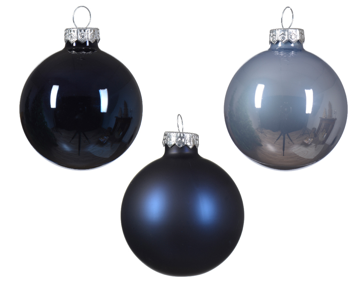 Kerstbal glas d6 cm blauw ass 20st kerst - Decoris