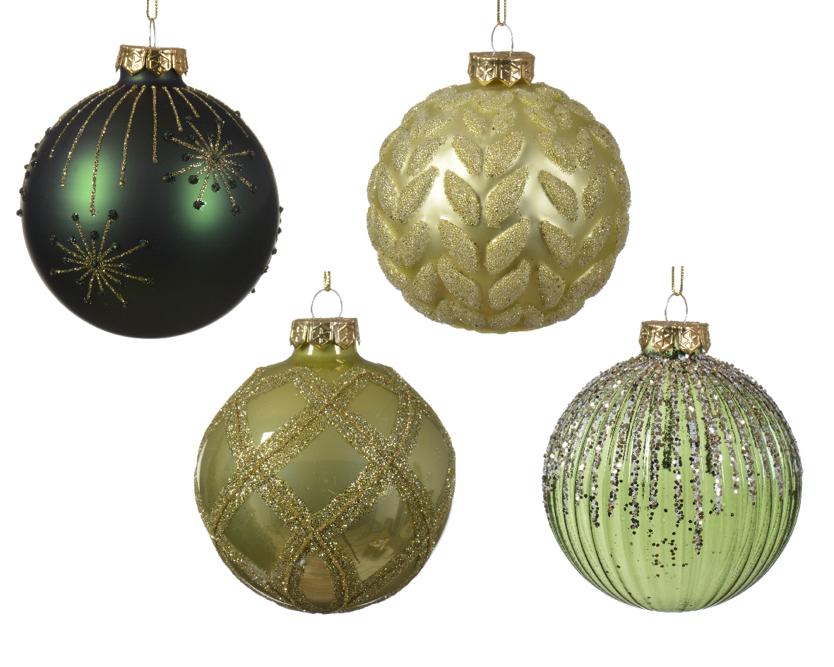 Kerstbal glas d8 cm groen ass kerst - Decoris