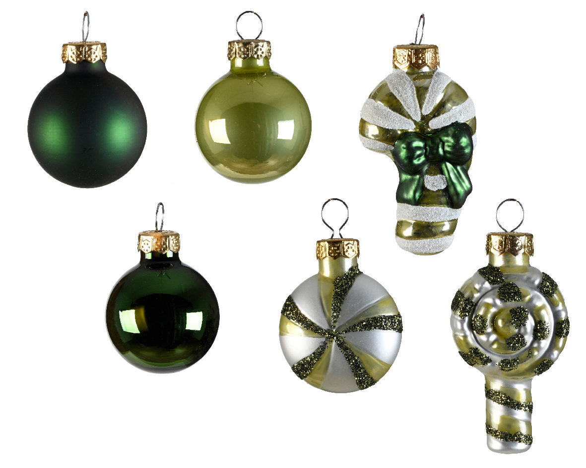 Figuur glas l2.8b2.7h6c groen ass 9st kerst - Decoris