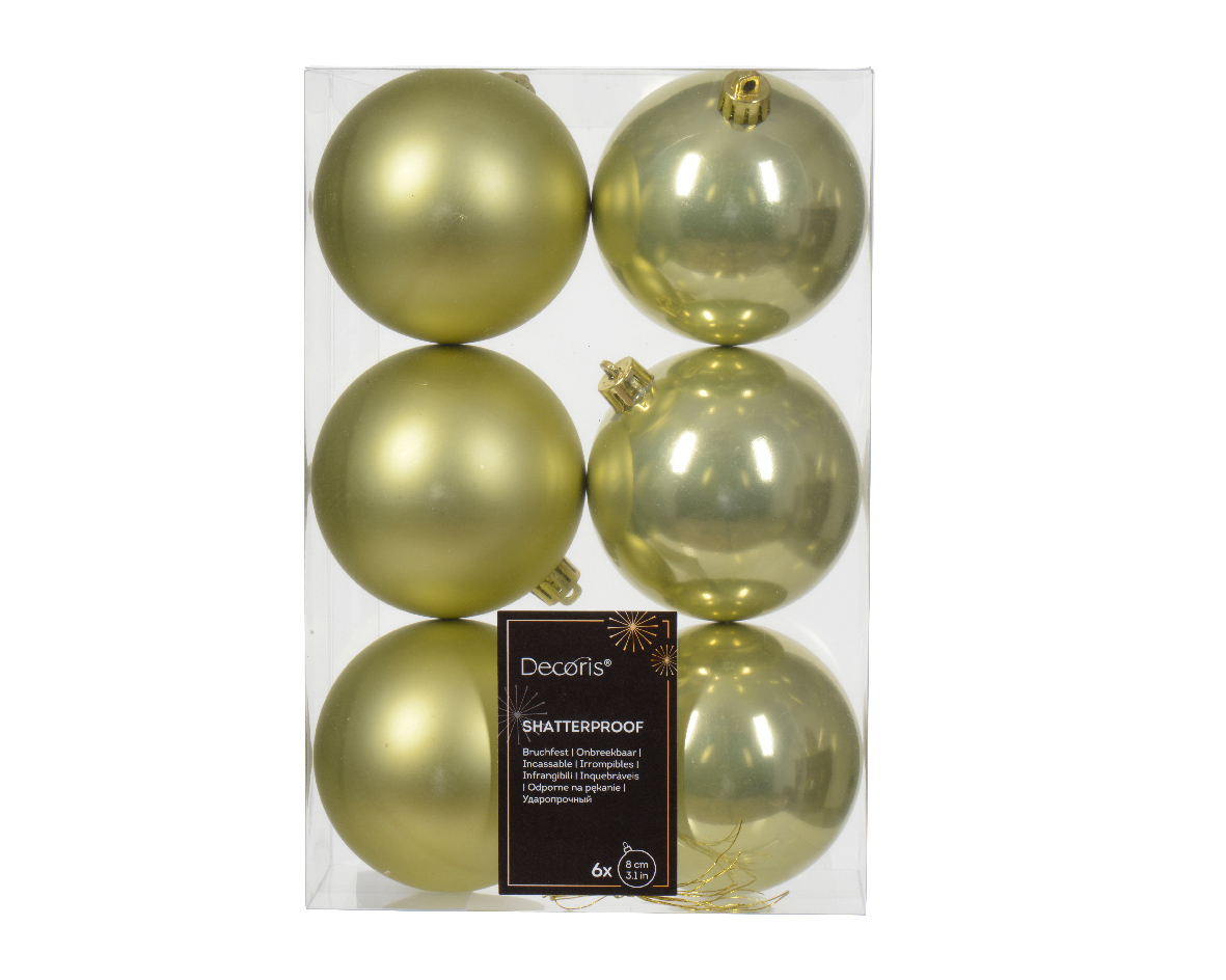 Decoris Kerstbal kunststof d8 cm pstch 6st kerst - 