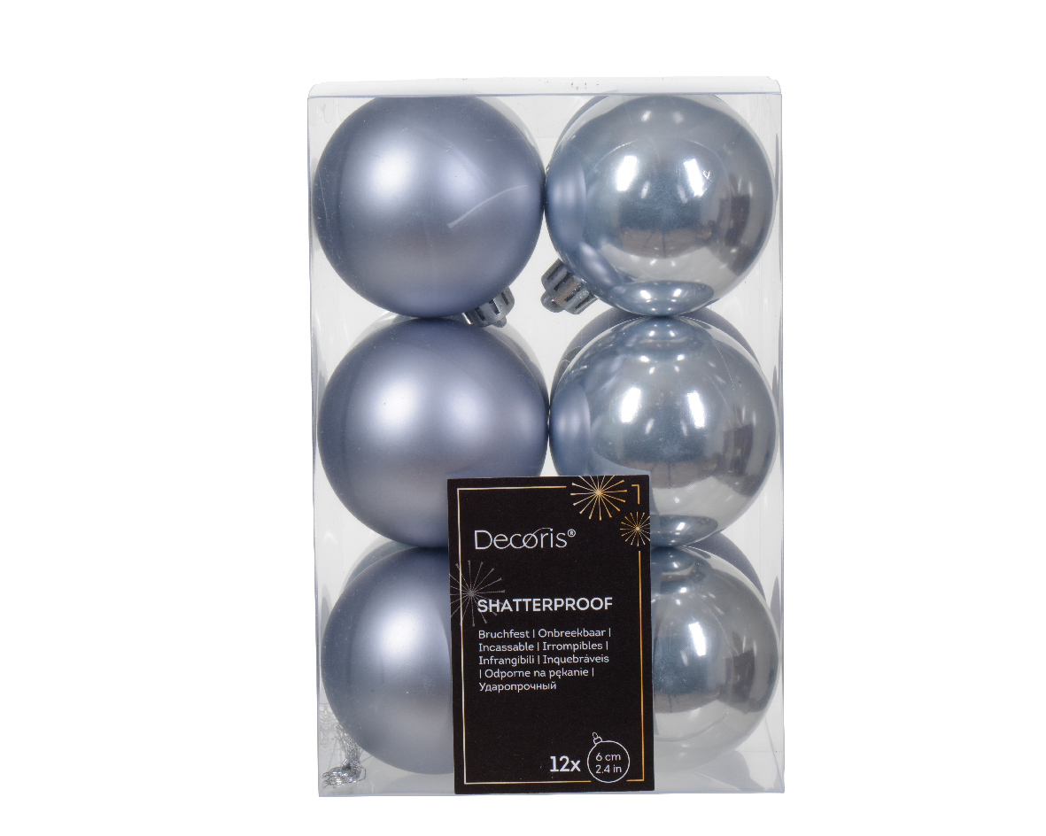 Decoris Kerstbal kunststof d6 cm mblw 12st kerst - 