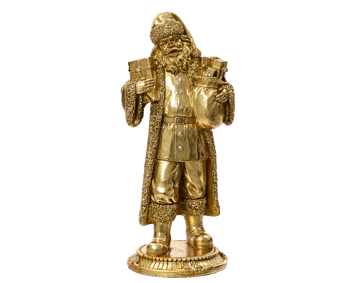 Kerstman polyresin l12b12h29 cm goud kerst - Decoris