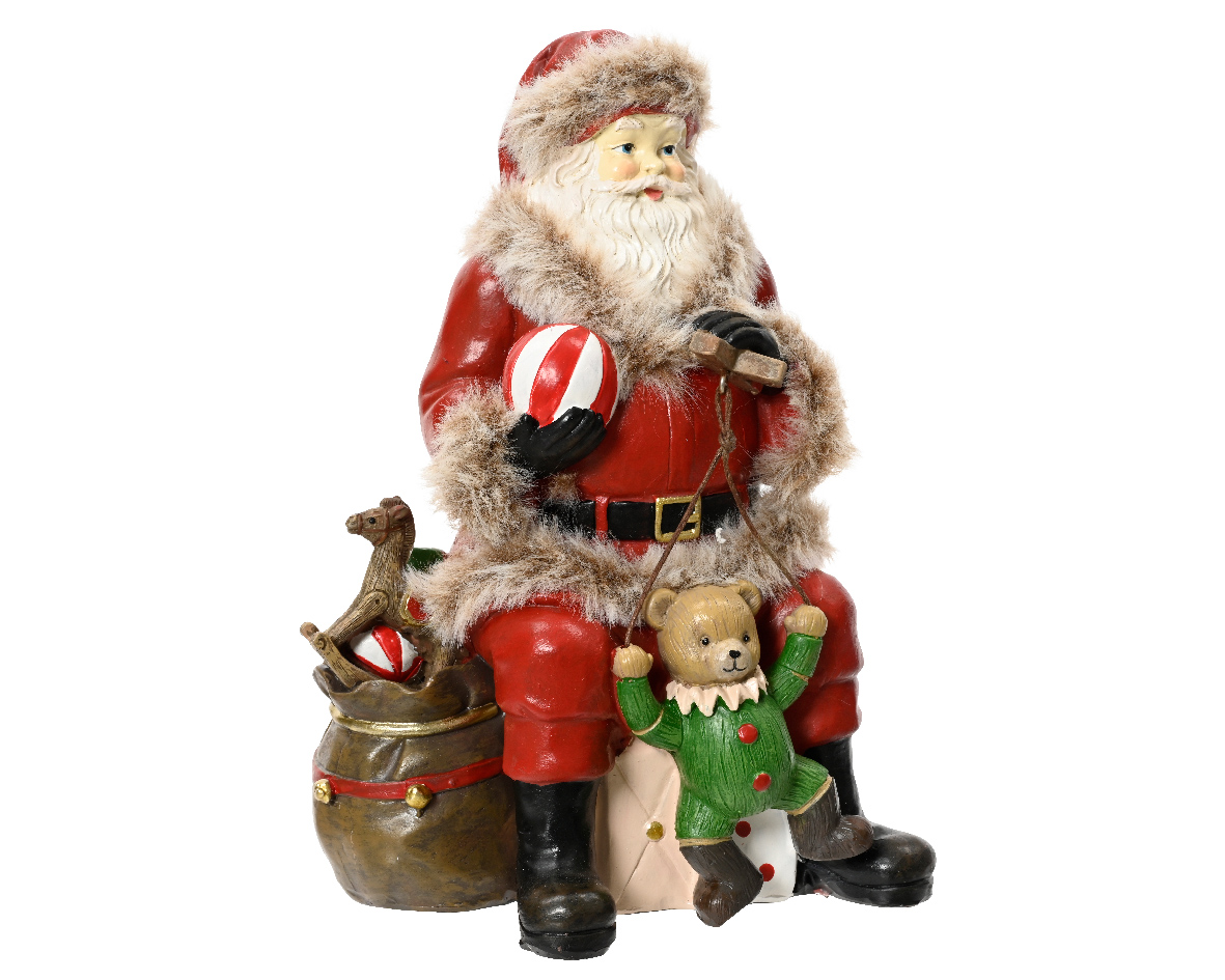 Decoris Kerstman polyresin l9.7b13h19 cm rood kerst - 