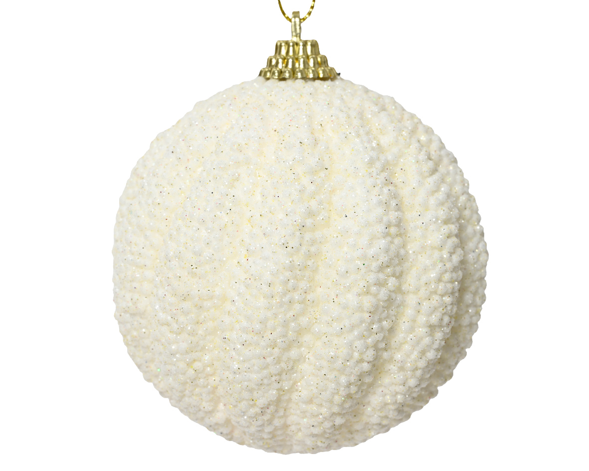 kerstbal foam d8 cm wolwit kerst - Decoris