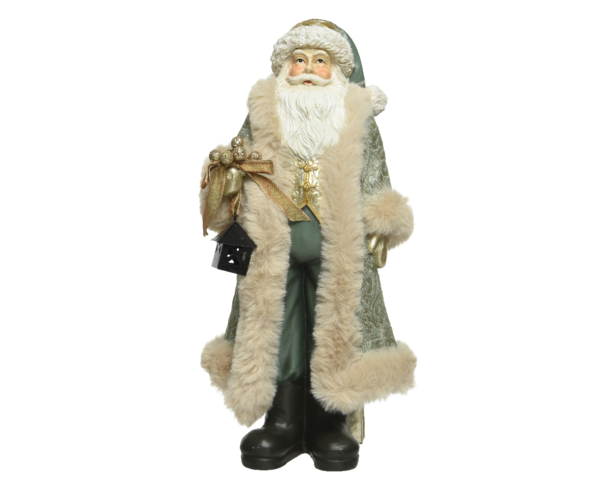 Kerstman polyresin l14b18h41 cm groen kerst - Decoris