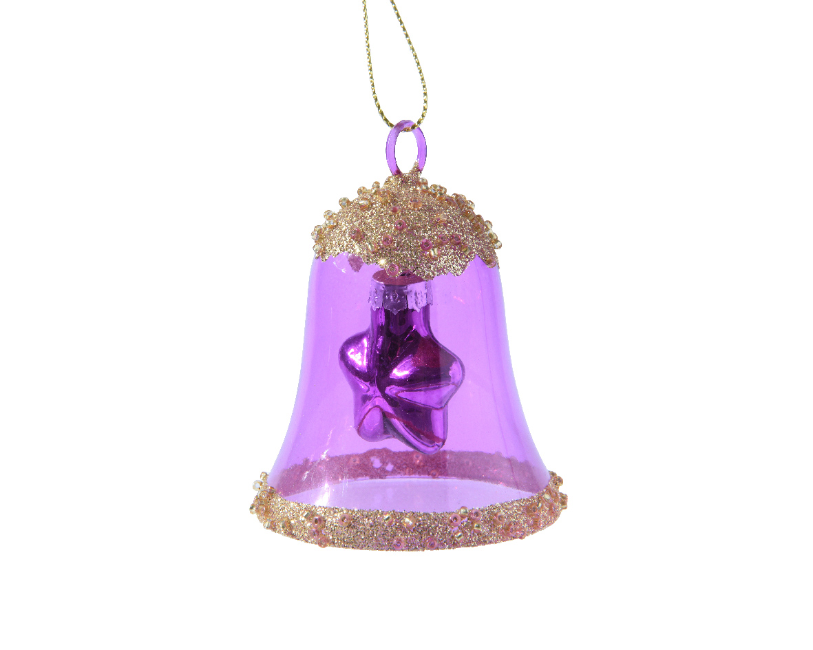 Decoris Klok glas l6.2b6.2h7.5 cm violet kerst - 