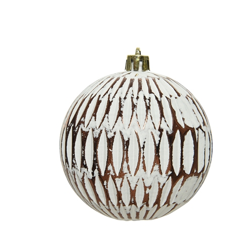 Kerstbal Deco Donkerbruin - Wit - Decoris